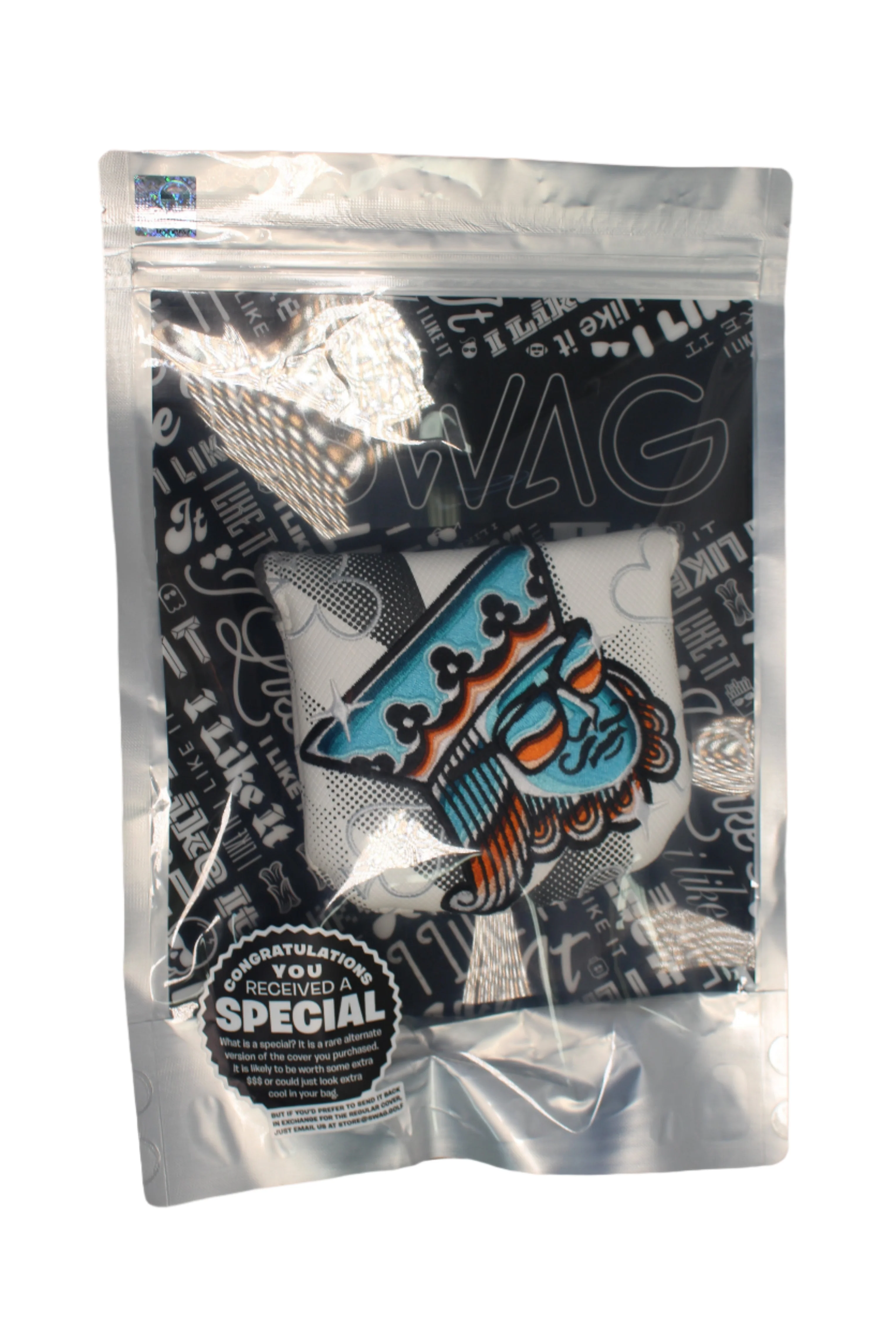 Swag Golf - Glasses Swag King (SPECIAL EDITION) Black/White/Blue/Orange Mallet Putter Headcover - Image 2