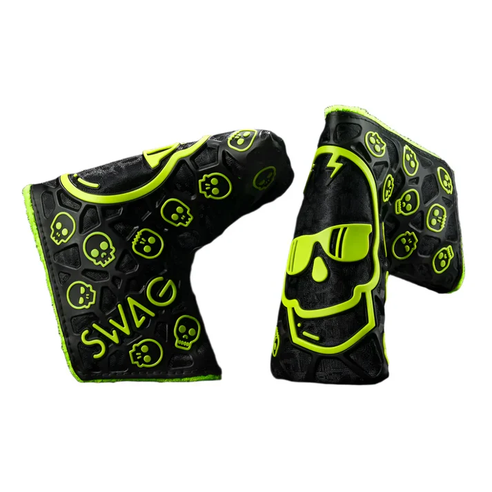 Swag Golf - Lunar Skull Black/Green Blade Putter Headcover *opened, no bag*