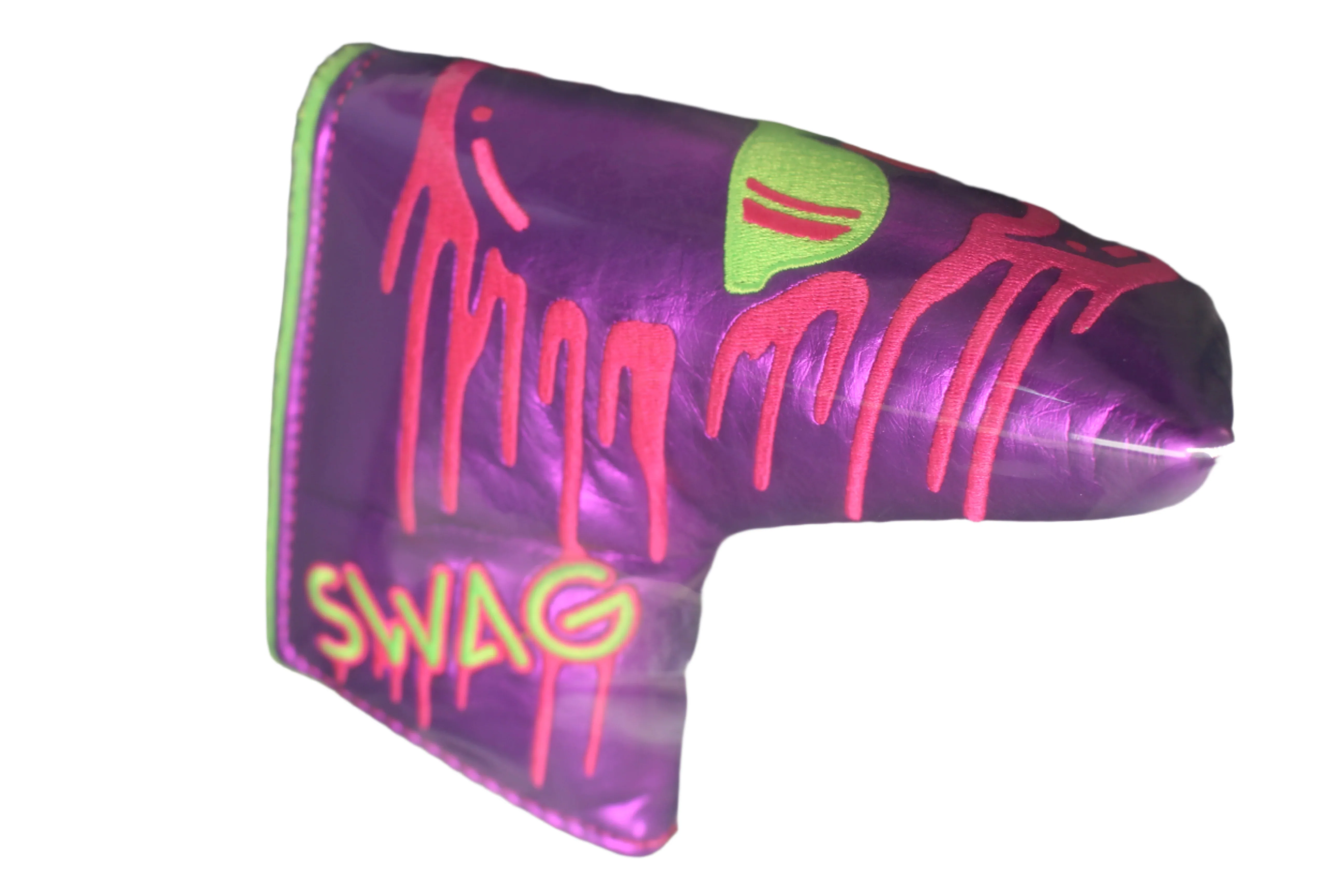 Swag Golf - Melting Skull Shiny Purple & Green Blade Putter Headcover *opened, no bag*