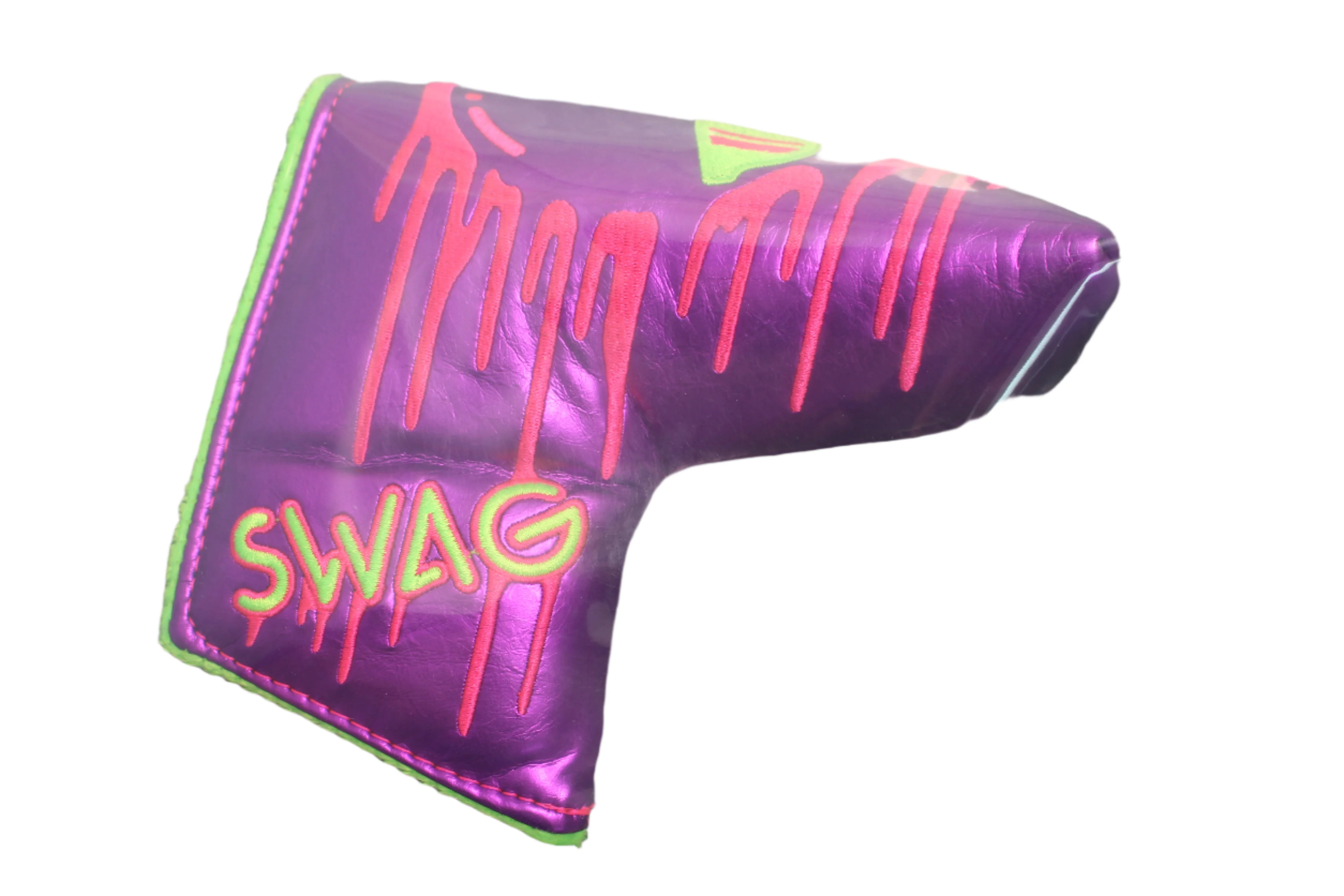 Swag Golf - Melting Skull Shiny Purple & Green Blade Putter Headcover *opened, no bag* - Image 2