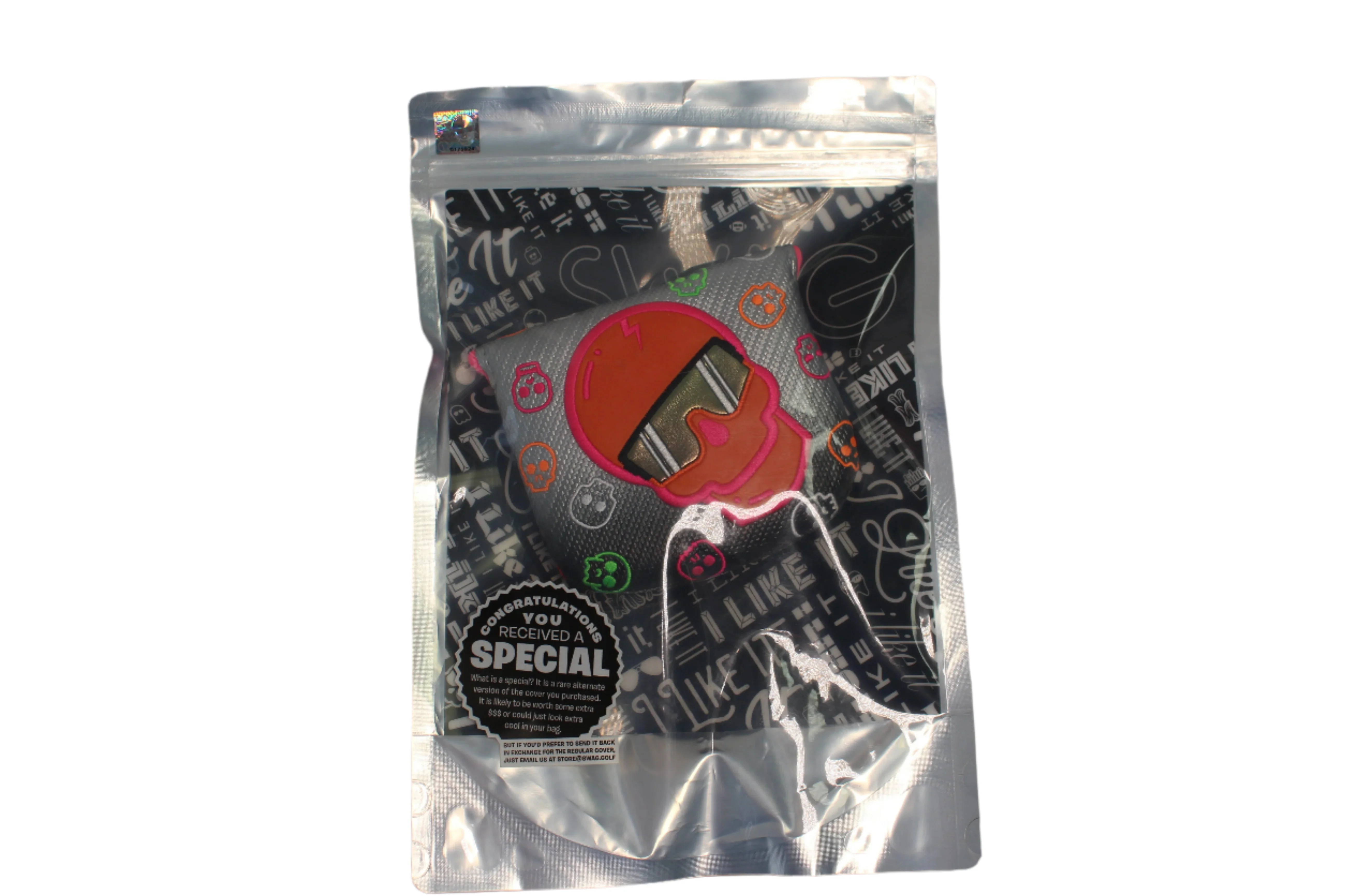 Swag Golf - Skull Neon Gold Glasses (SPECIAL EDITION) Silver/Orange/Pink Mallet Putter Cover - Image 2