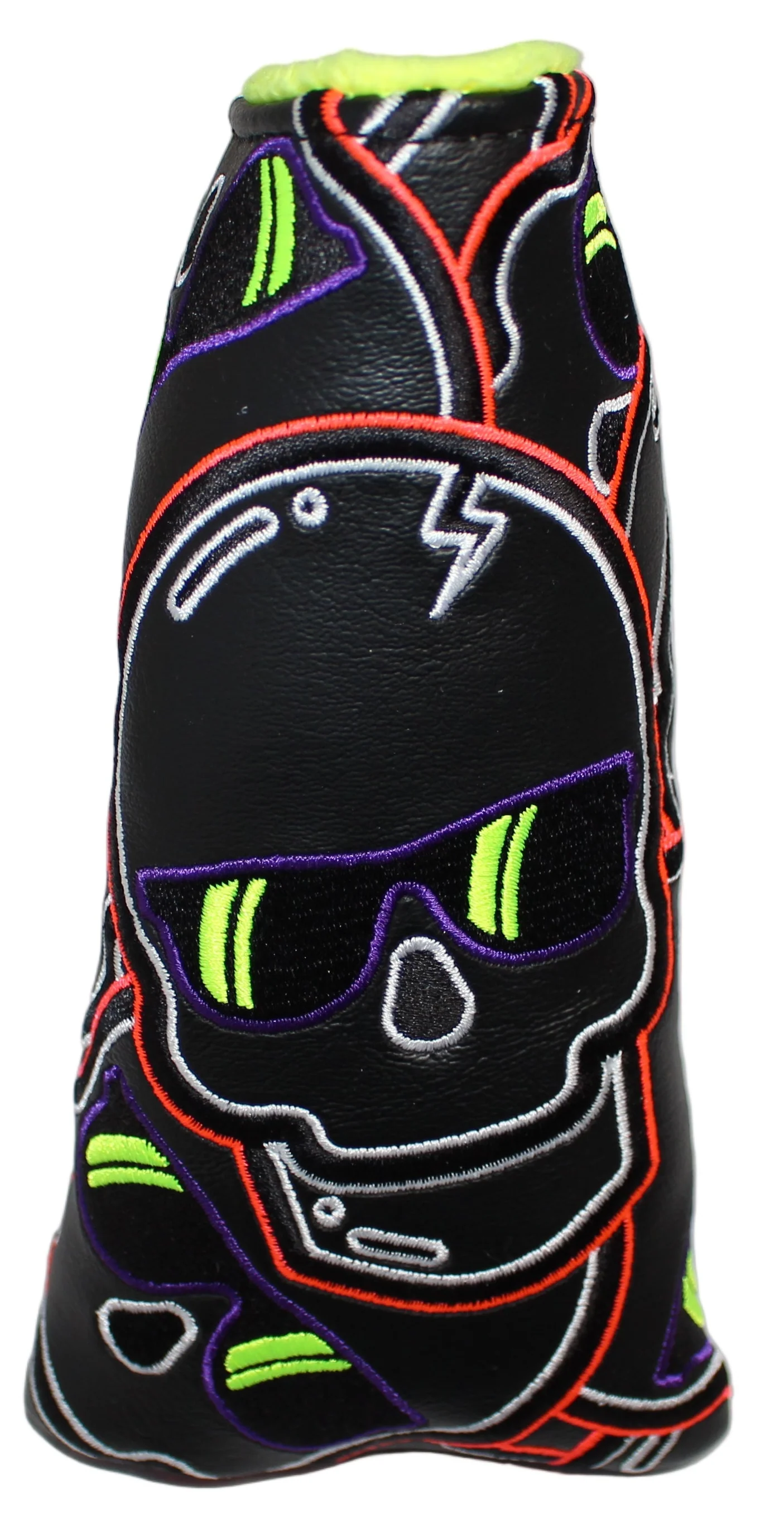 Swag Golf - Stacked Skull Golf Eclipse Black & Yellow Multicolor Blade Putter Headcover - Image 3