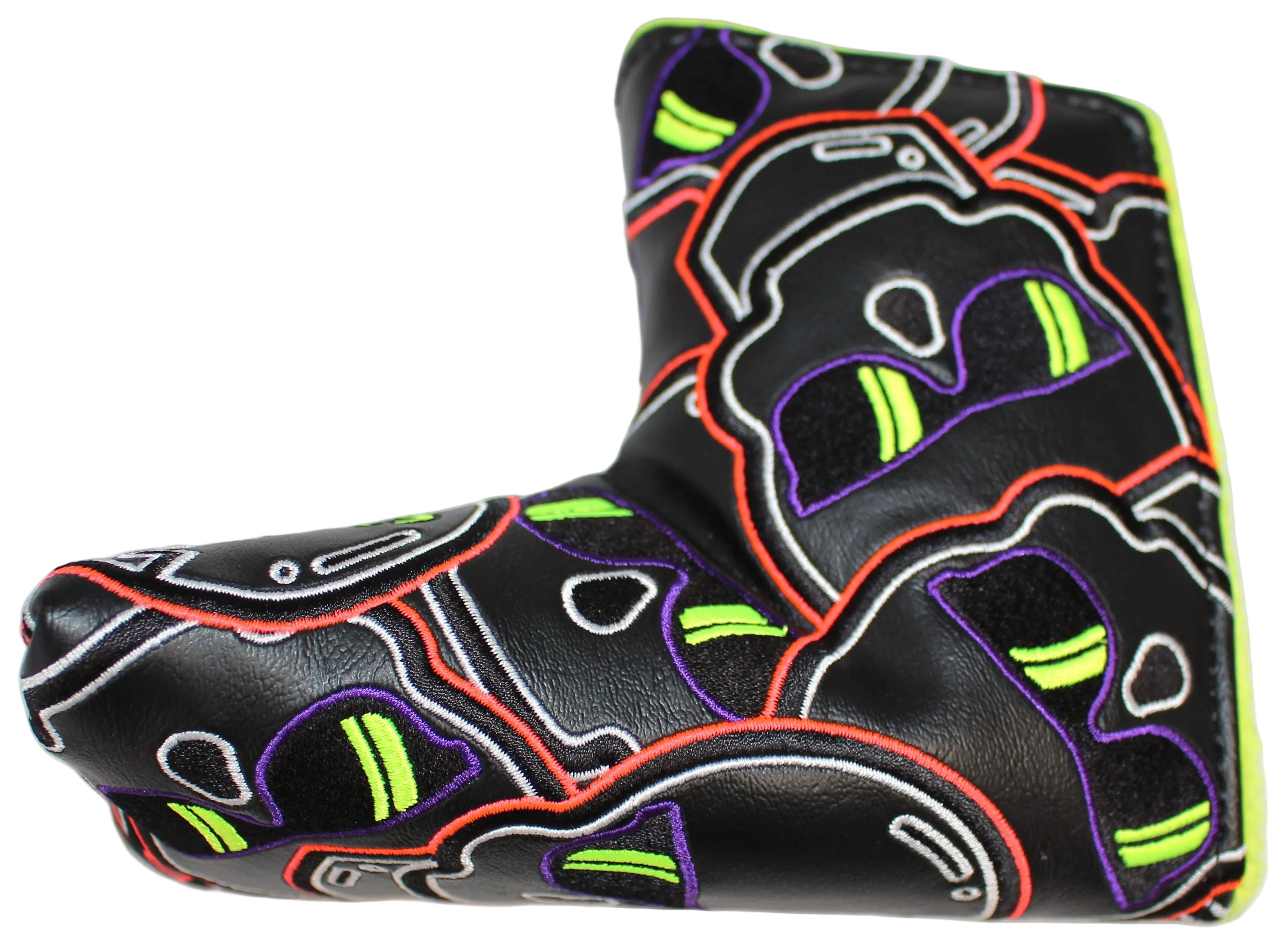 Swag Golf - Stacked Skull Golf Eclipse Black & Yellow Multicolor Blade Putter Headcover - Image 6