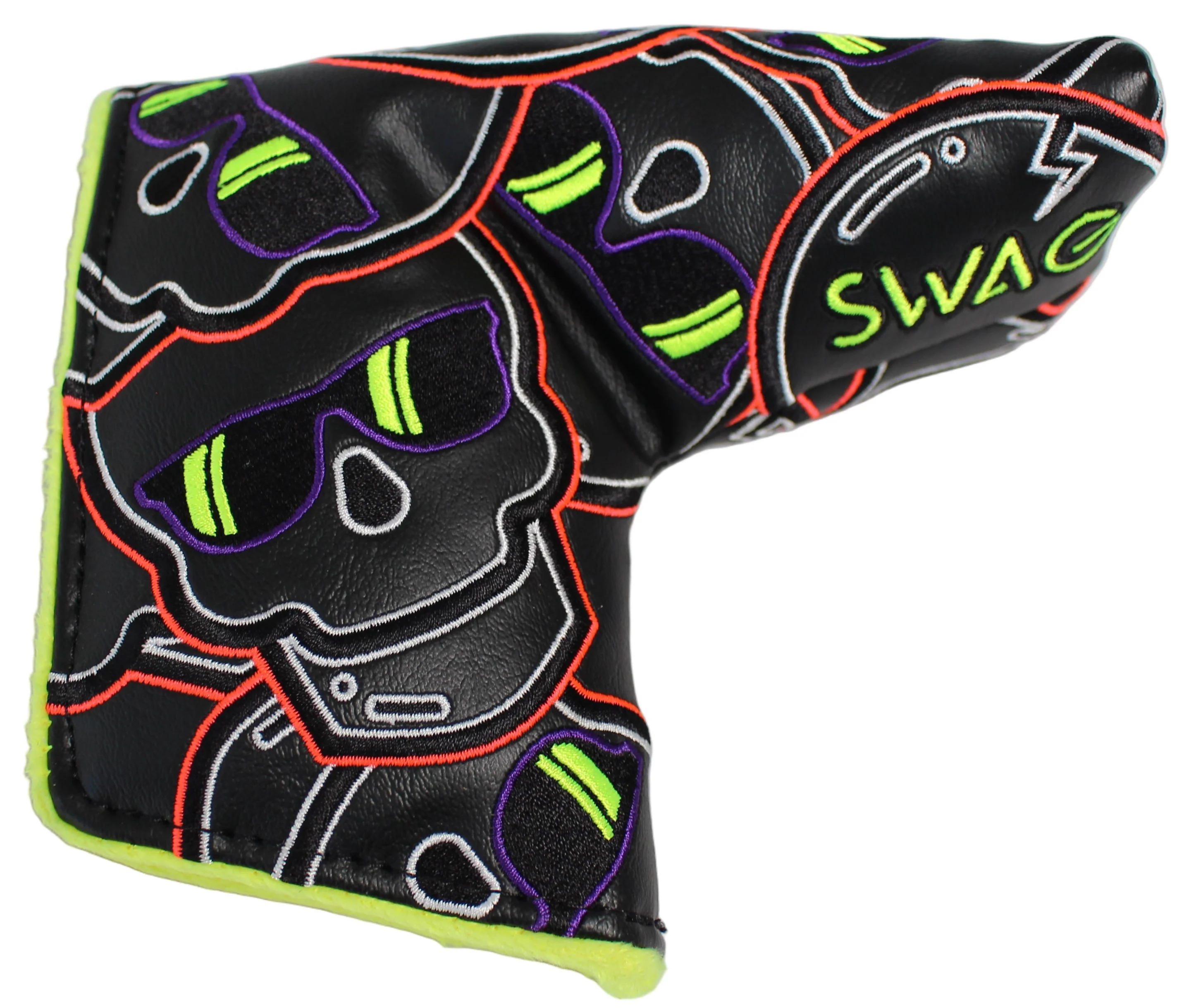 Swag Golf - Stacked Skull Golf Eclipse Black & Yellow Multicolor Blade Putter Headcover - Image 8