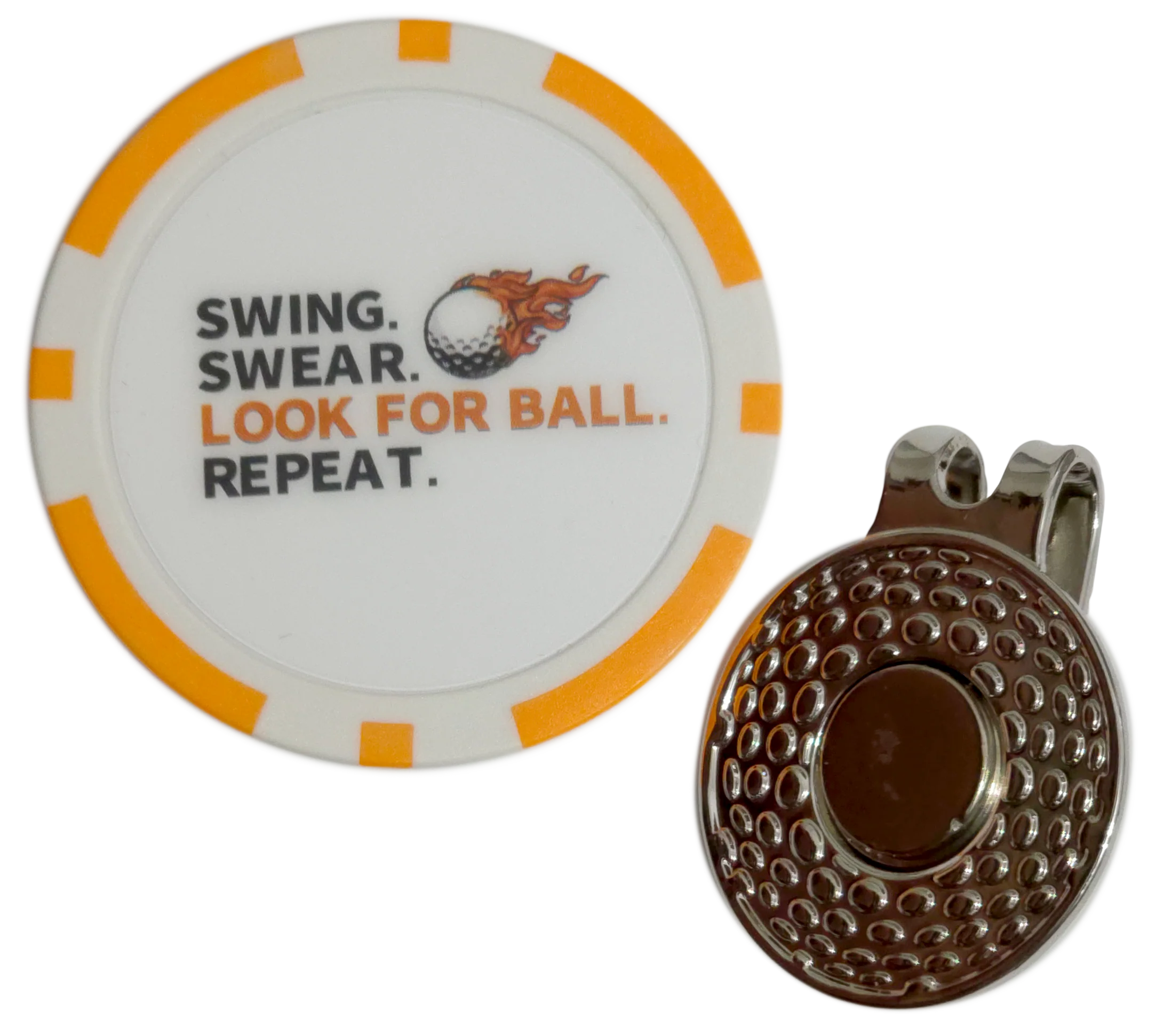 “Swing. Swear. Look for Ball. Repeat.” Golf Ball Marker Poker Chip - Image 2