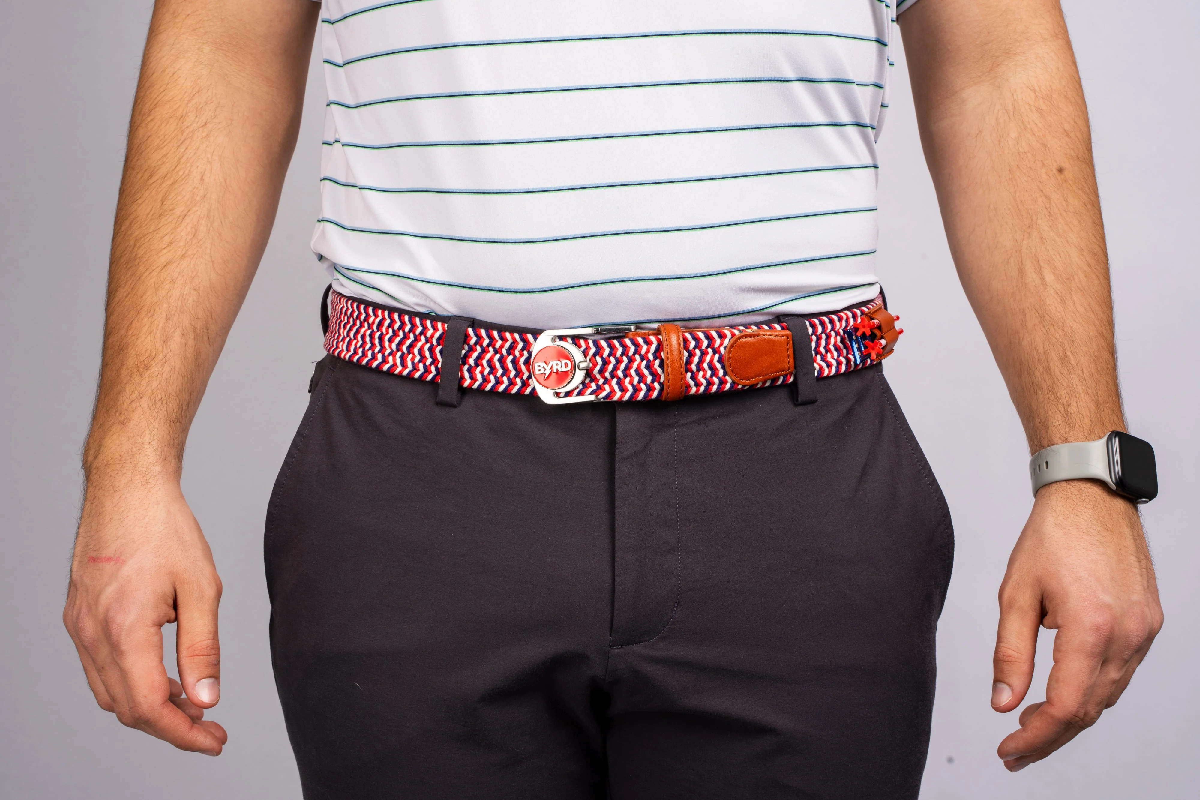 THE BRAIDED BYRD GOLF BELT - Red & White Bluebyrd - Image 11