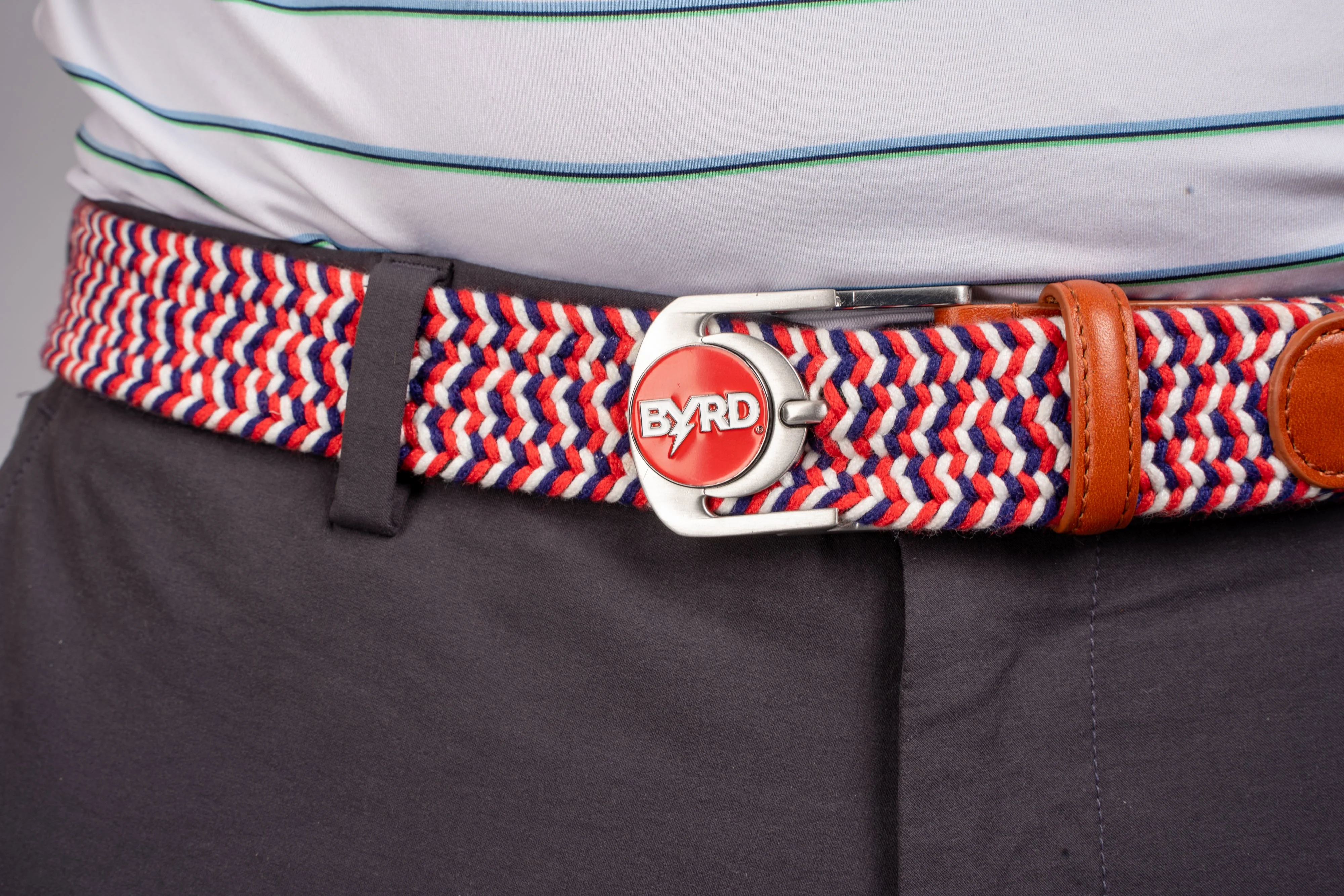 THE BRAIDED BYRD GOLF BELT - Red & White Bluebyrd - Image 4