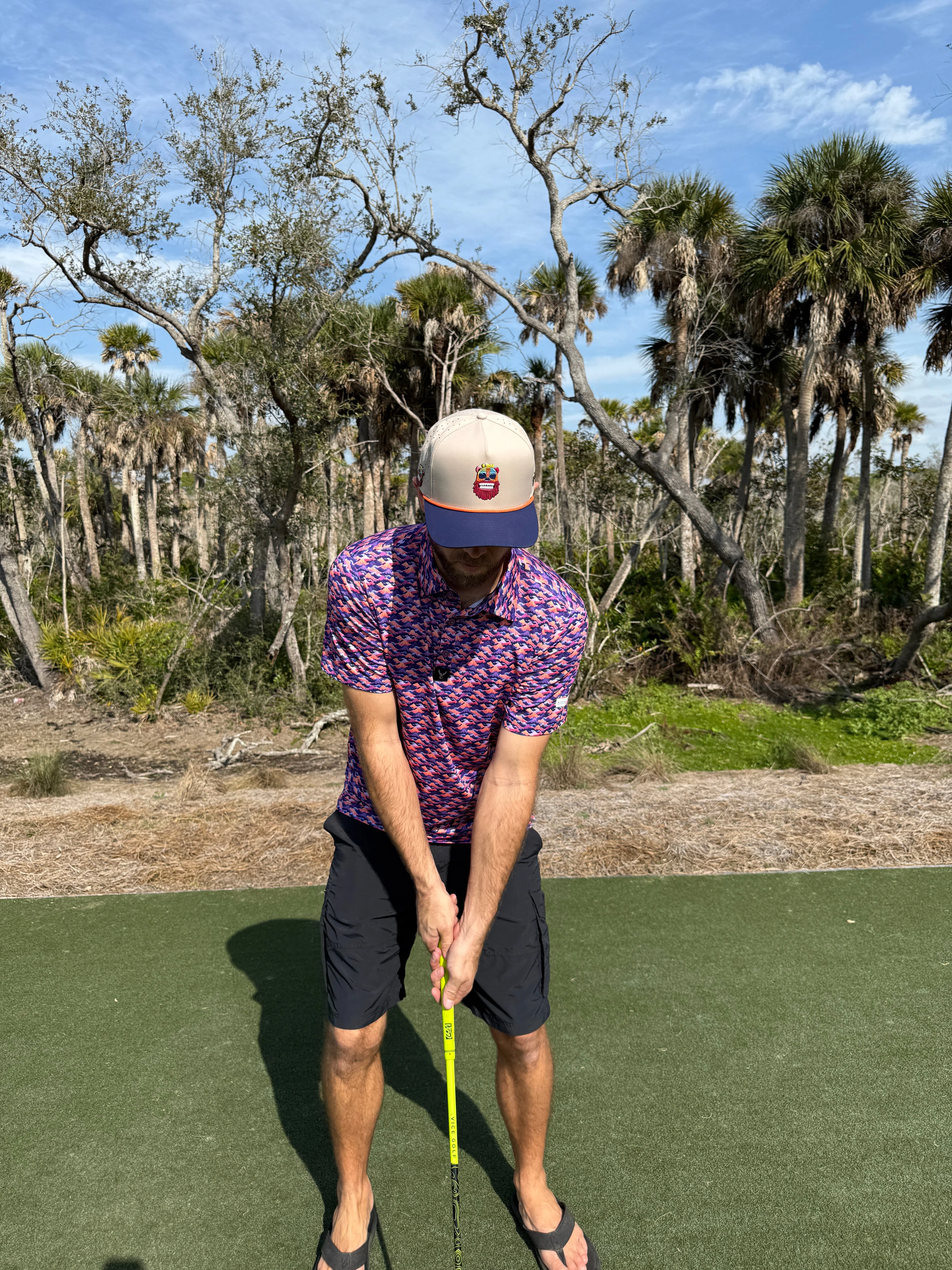 Tiki Bear Golf Hat | Snapback Cap | Built-in Magnetic Ball Marker Holder + Marker Included | Adjustable Multicolor - Image 6