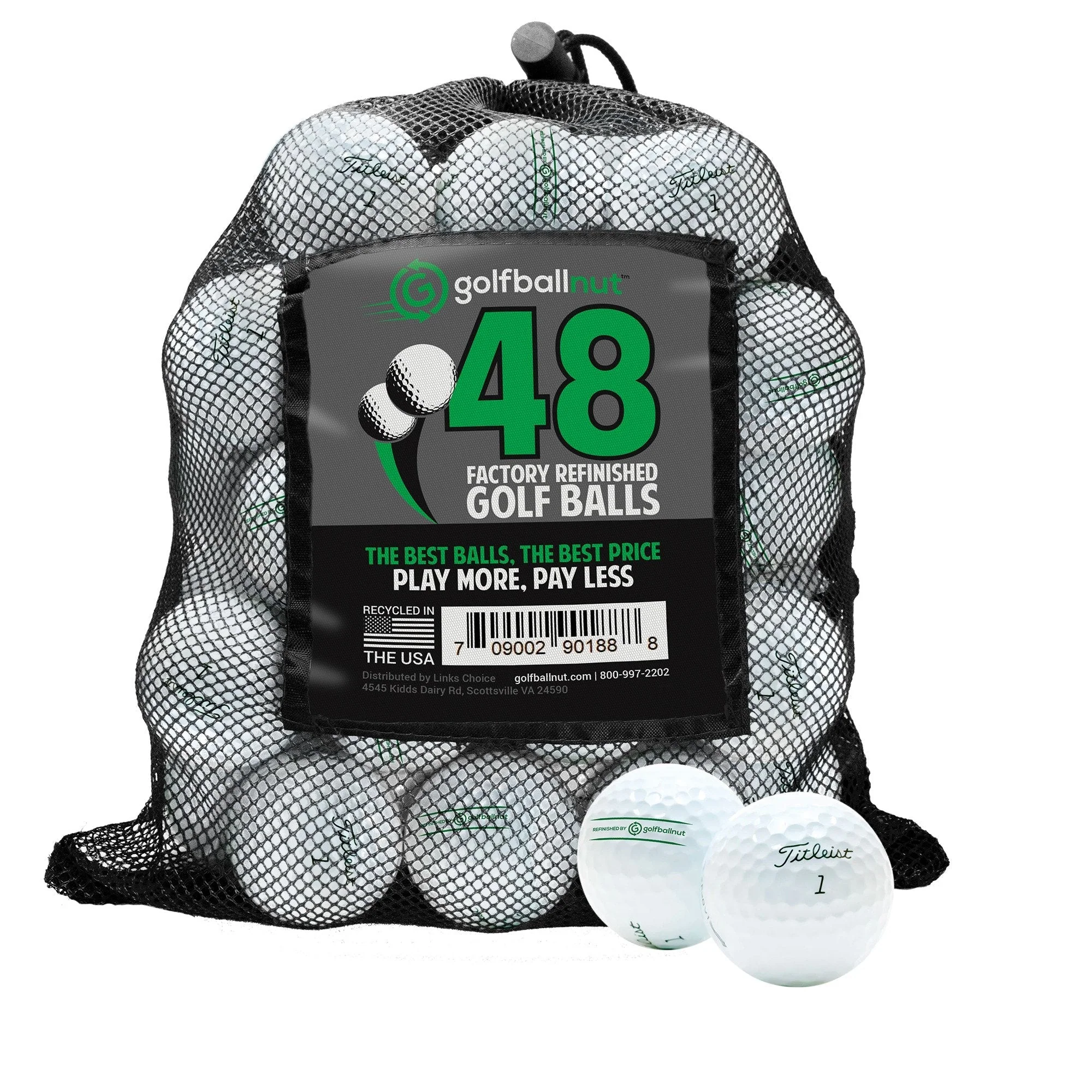Titleist Pro V1 2022 Factory Refinished MInt Used Golf Balls With Mesh Bag - Image 4