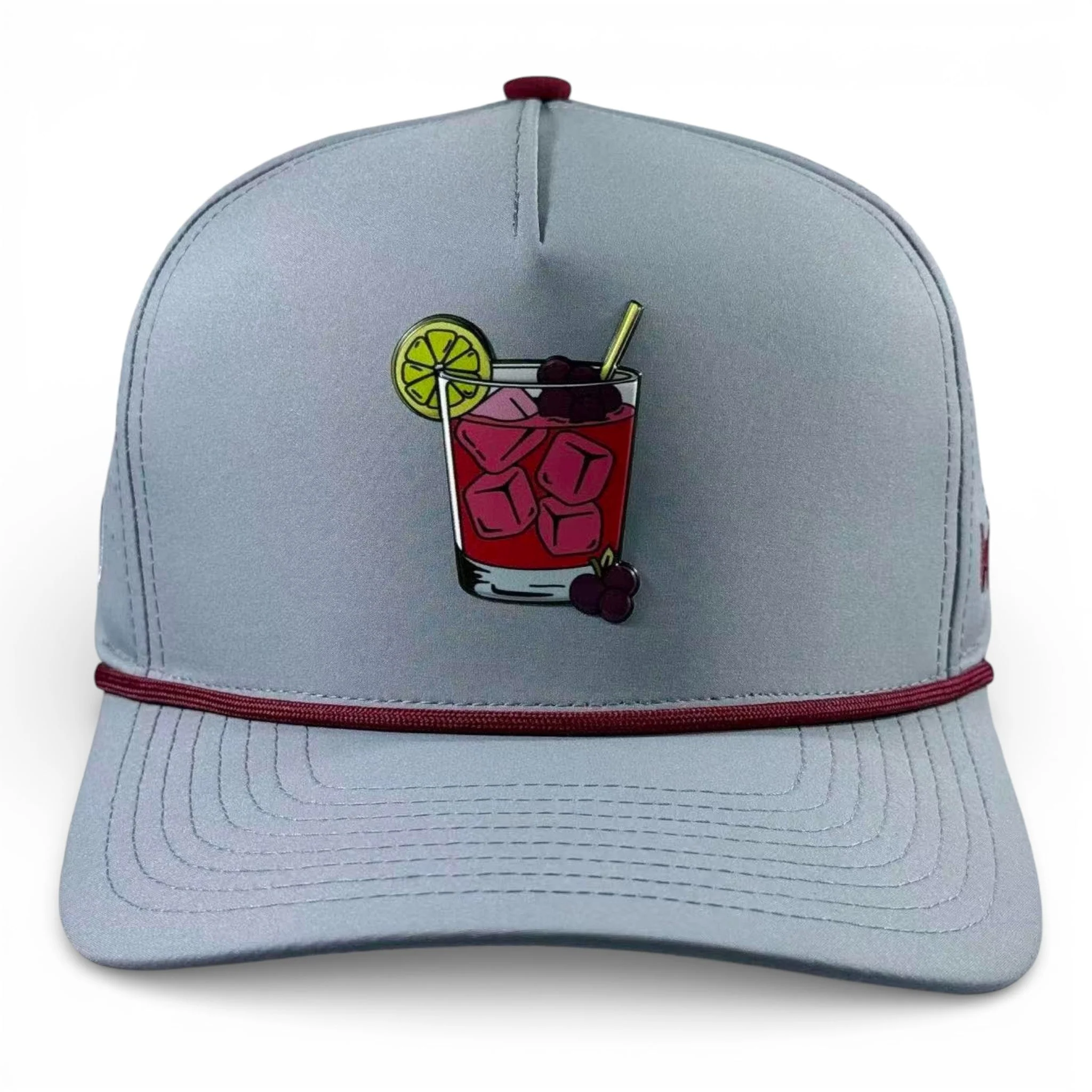 Transfusion Golf Hat | Snapback Cap | Built-in Magnetic Ball Marker Holder + Marker Included | Adjustable Light Gray - Image 2