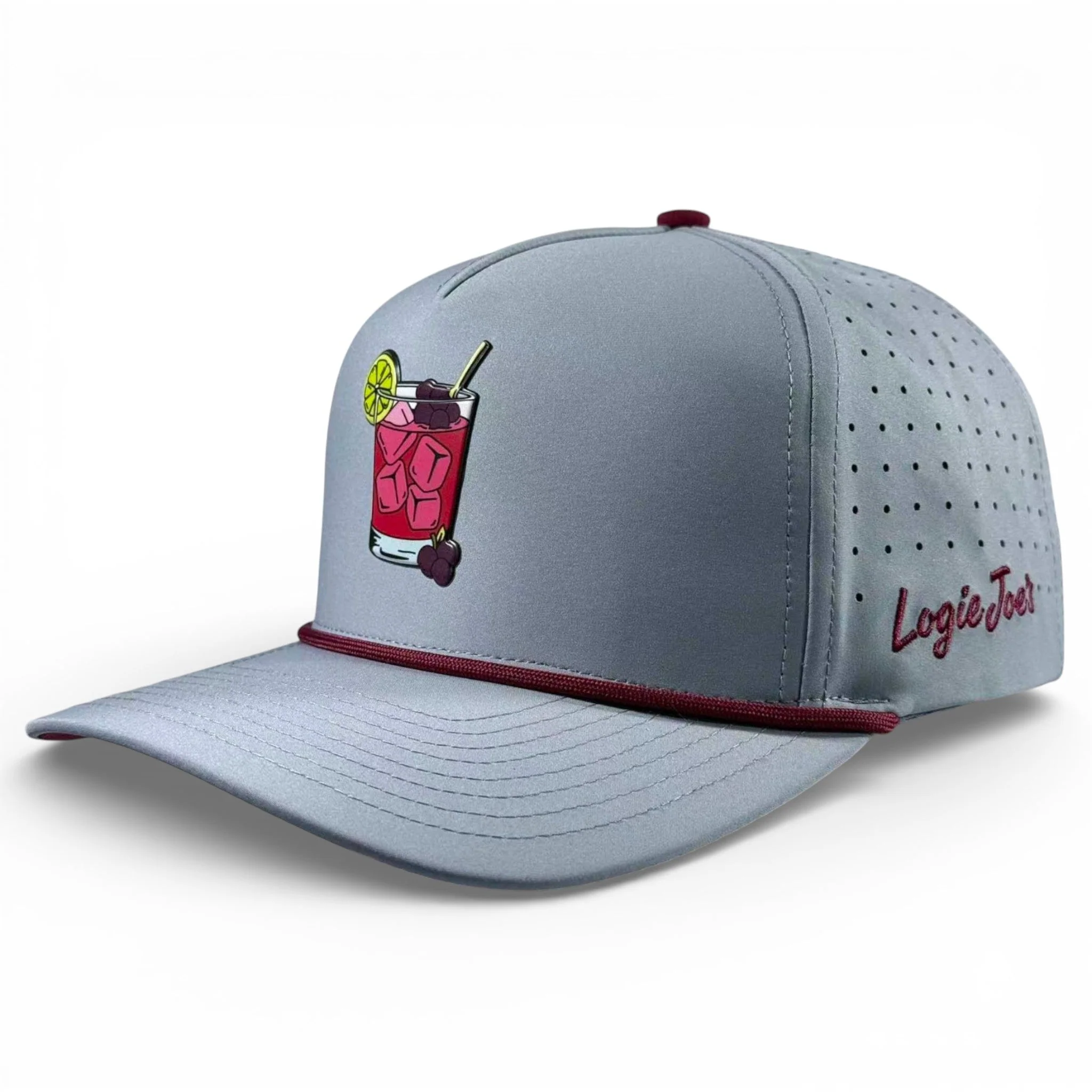Transfusion Golf Hat | Snapback Cap | Built-in Magnetic Ball Marker Holder + Marker Included | Adjustable Light Gray - Image 3