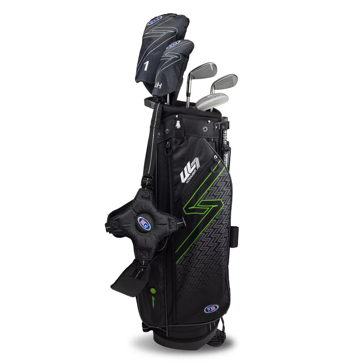U.S. Kids Golf UL-7 5 Club Stand Set (Approx Age 10, Height 57"-60") Black/Green Bag - Image 3