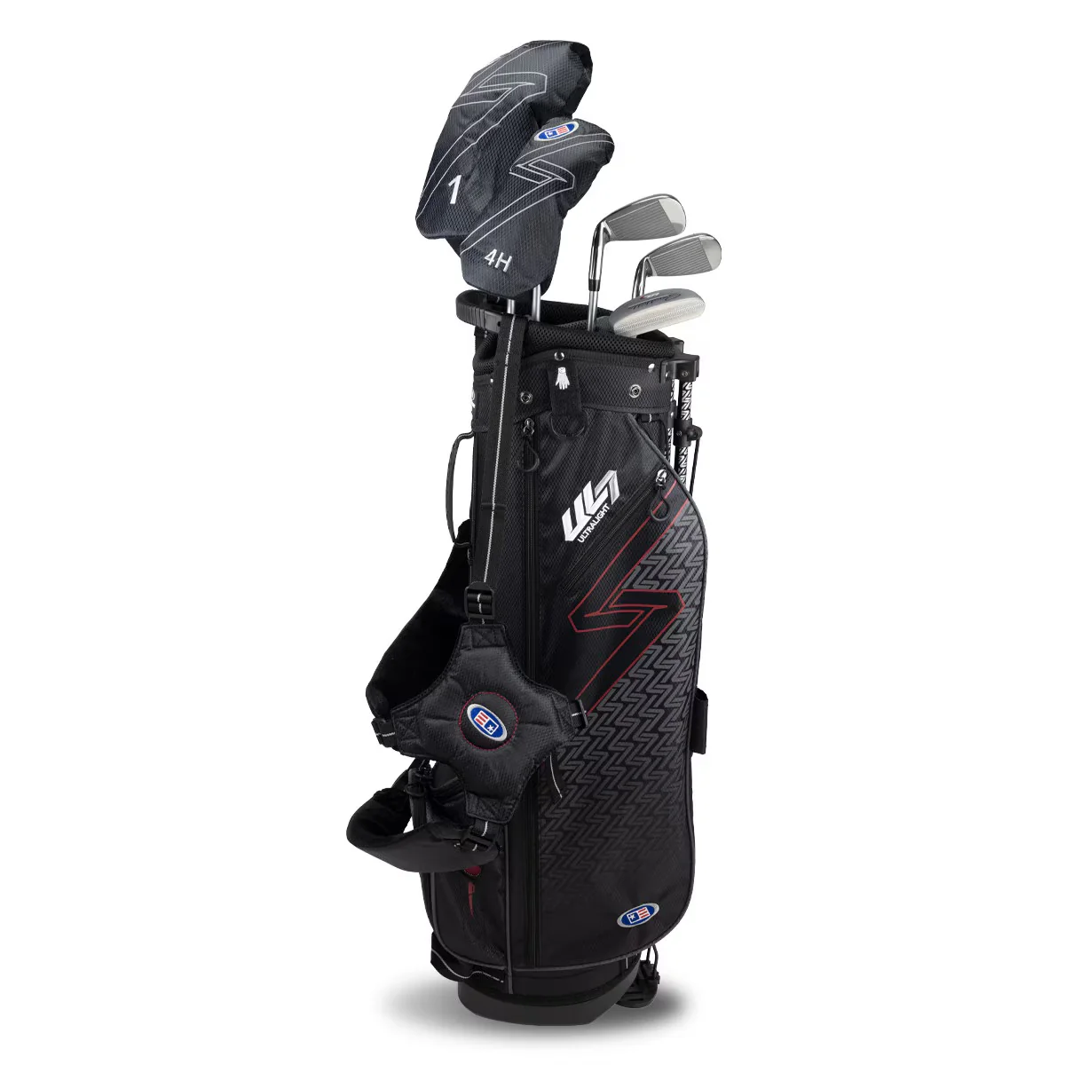 U.S. Kids Golf UL-7 5 Club Stand Set (Approx Age 11, Height 60"-63") Black/Maroon Bag - Image 2