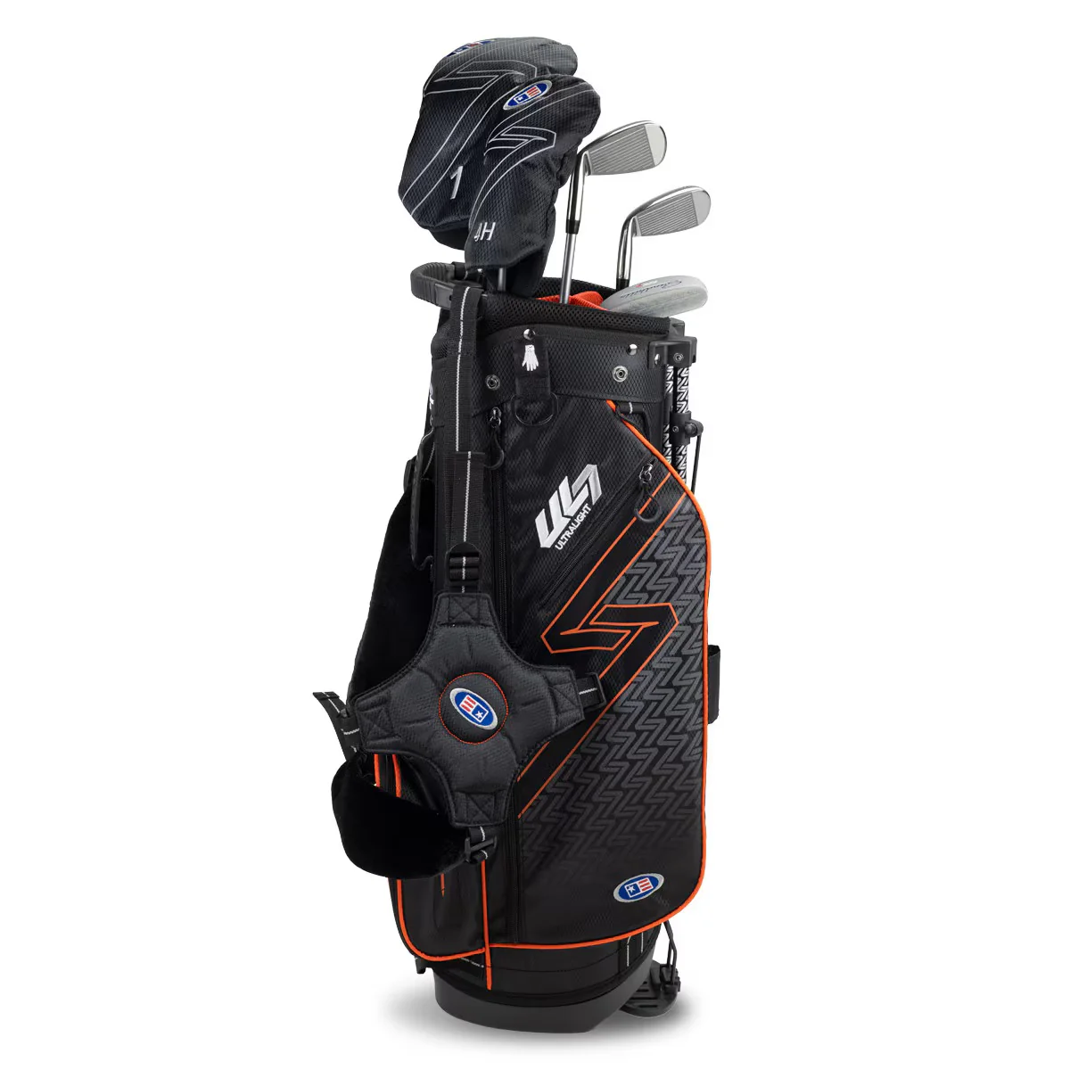 U.S. Kids Golf UL-7 5 Club Stand Set (Approx Age 8, Height 51"-54") Black/Orange Bag - Image 3