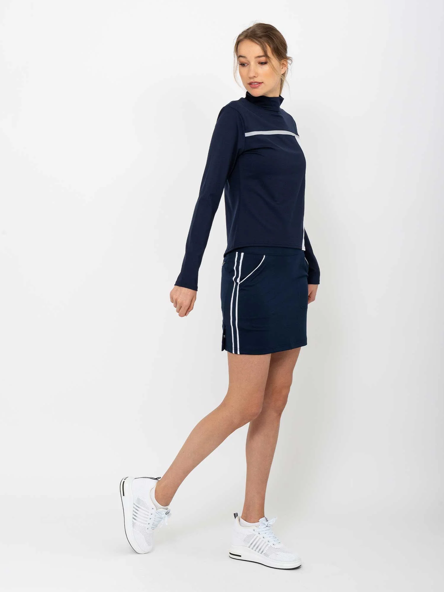 Women's Golf 15" Eloise Skirt - Midnight/White - Image 9